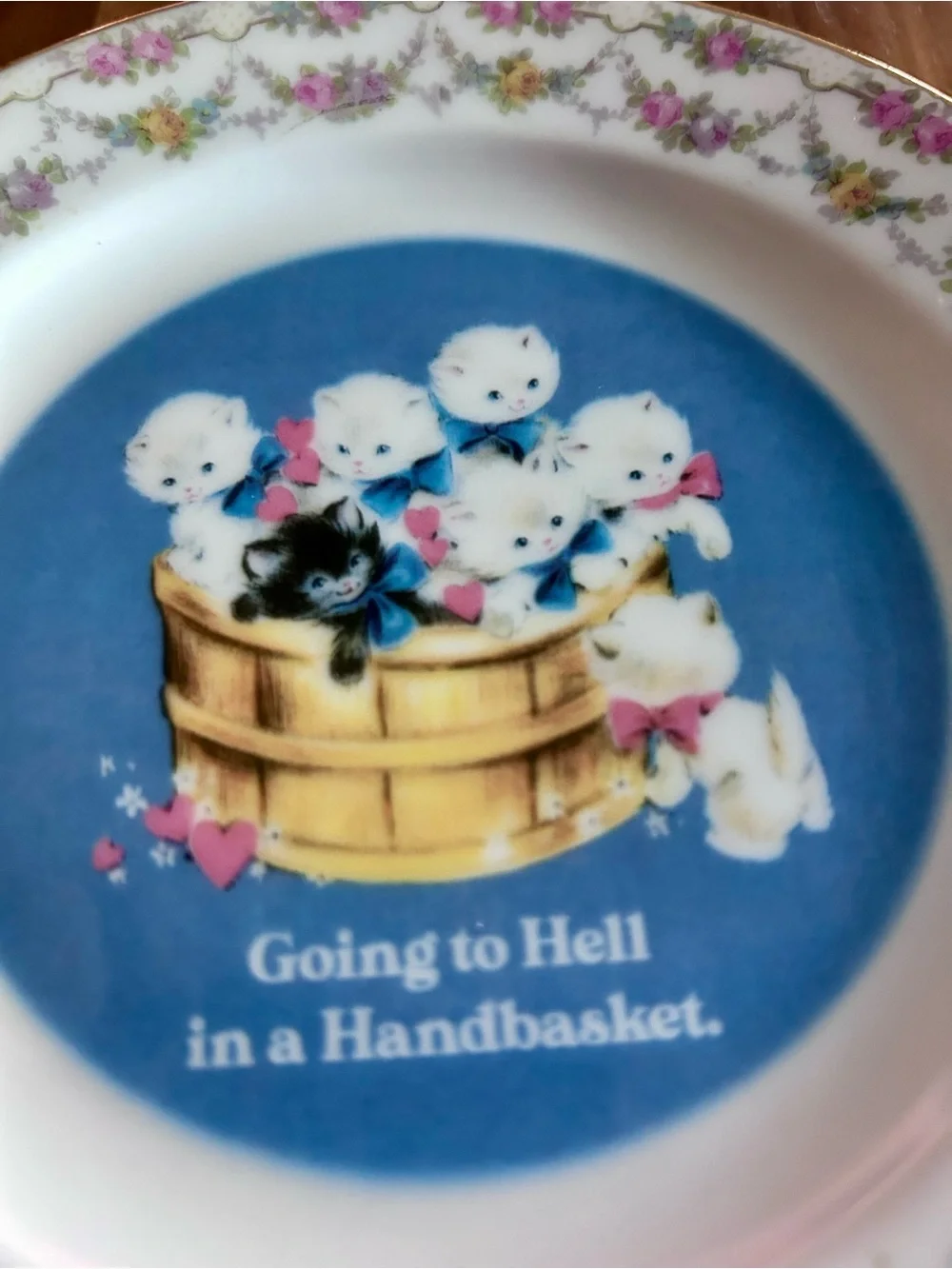 Novelty Decorative Plate - Blue Kittens 